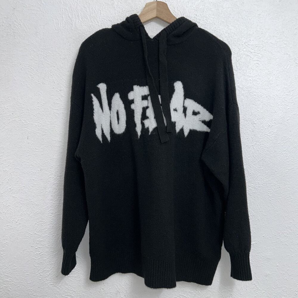 H & M x NO FEAR Oversized Knit Sweater Black Hoodie Women’s XS
